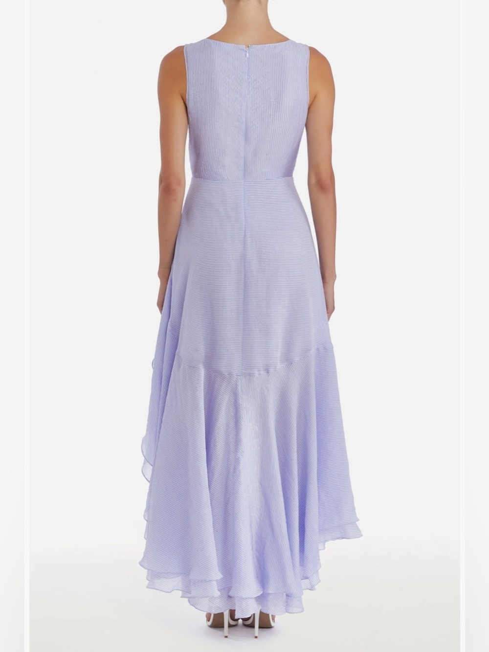 Amanda Uprichard NWT Casella Stripe High-Low Ruffle Dress with Waist Tie - Picture 2 of 15